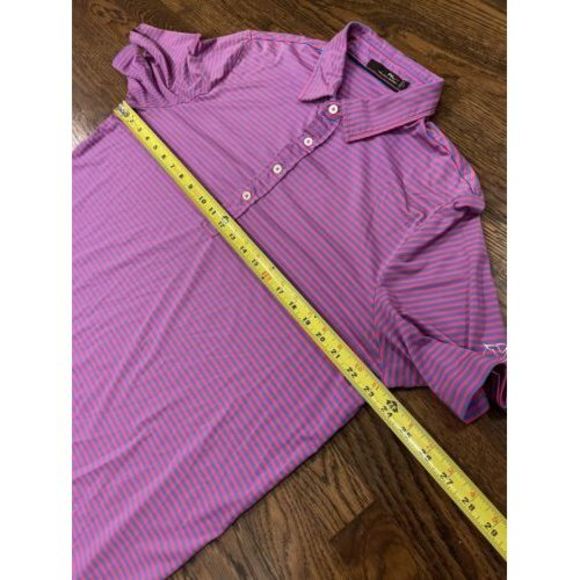 RLX Ralph‎ Lauren Stripes Golf Polo Shirt Men Large Pink Blue - Picture 5 of 7